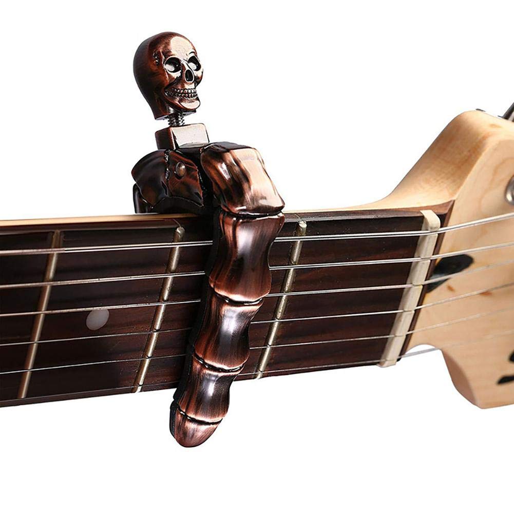 Musical Instrument Mandolin - ギターカポ スカルカポ アコースティックギターとエレキギター用 スケルトンヘッド ウクレレカポ バンジョー、マンドリン、ベース、クラシックギター用