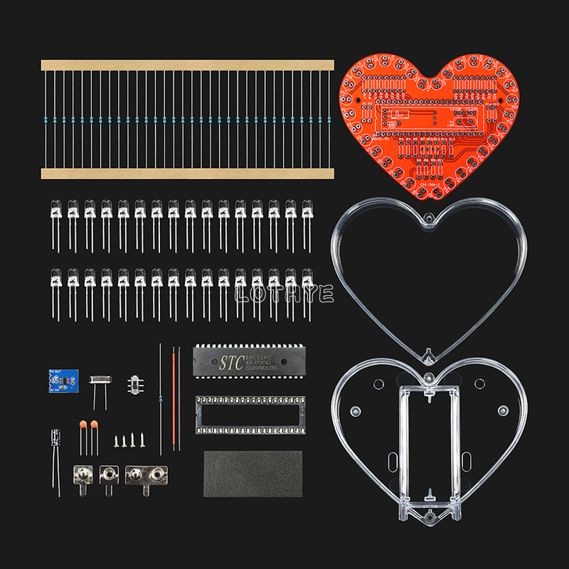 Musical Instrument Diy - 回転する水とハート型のはんだ付けキット、LED回路ボード、はんだ付け学校の溶接練習ボード、rgbカラフル