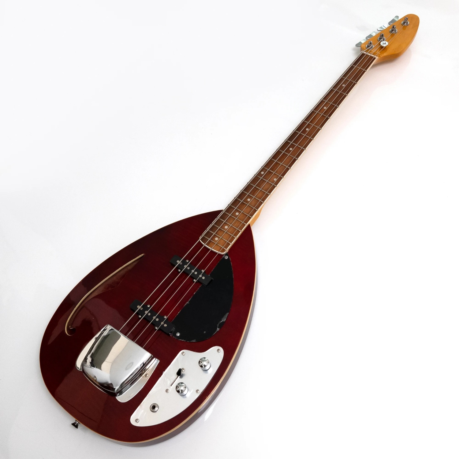 Bass Guitar Fretless - 4弦セミホローボディエレクトリックベースギター、マホガニーボディ、メイプルネック、ローズウッド指板、JBピックアップ、レッド