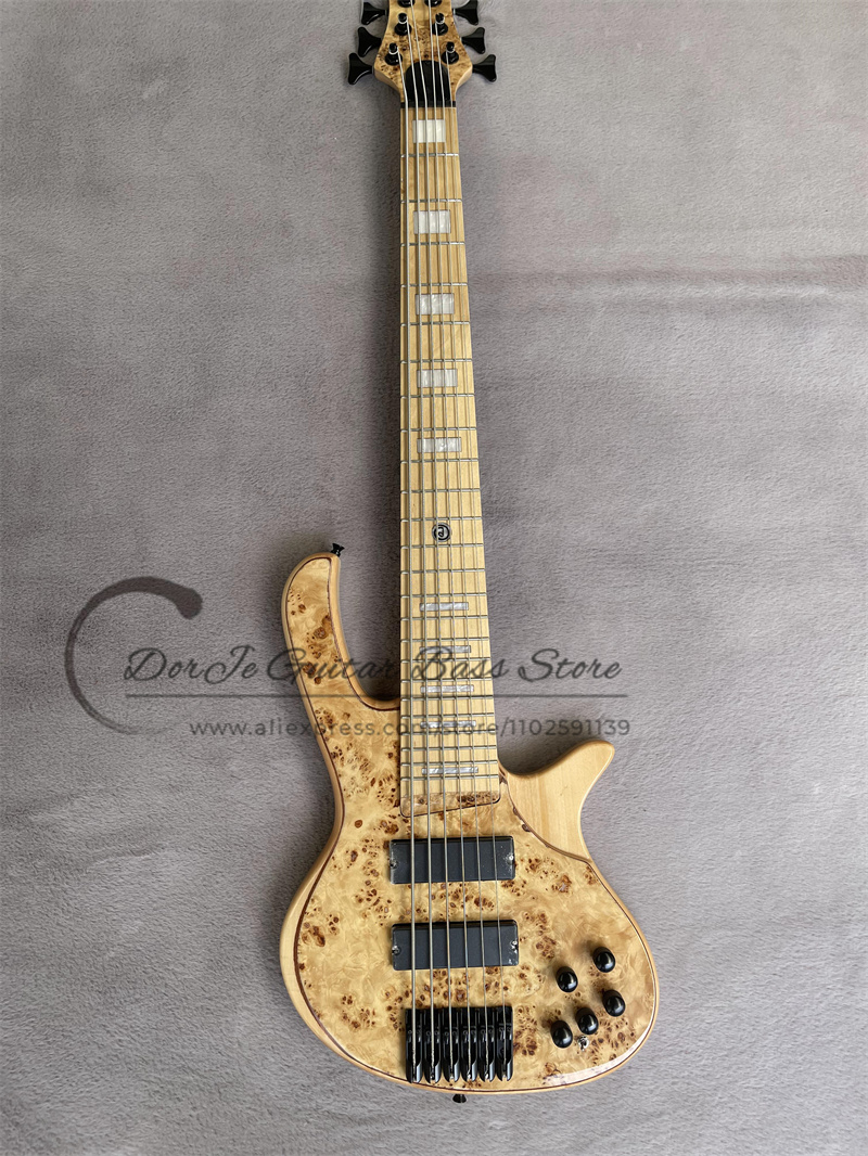 Bass Guitar Fretless - 6弦ベースギター DeOl Bass メイプルネック アッシュウッドボディ ブルウッドトップ