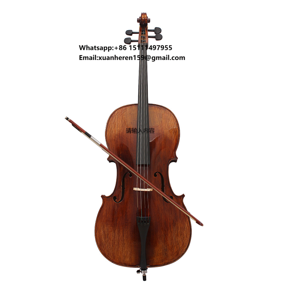 Musical Instrument Cello - プロの外国貿易輸出楽器卸売演奏指導用アンティークカラータイガーパターンブライトチェロ
