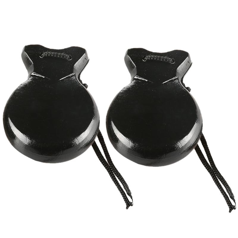 Castanet Flamenco - 2 個の伝統的なカスタネット木製スペインカスタネットフラメンコダンスカスタネット文字列ハンドクラッパーオルフ楽器