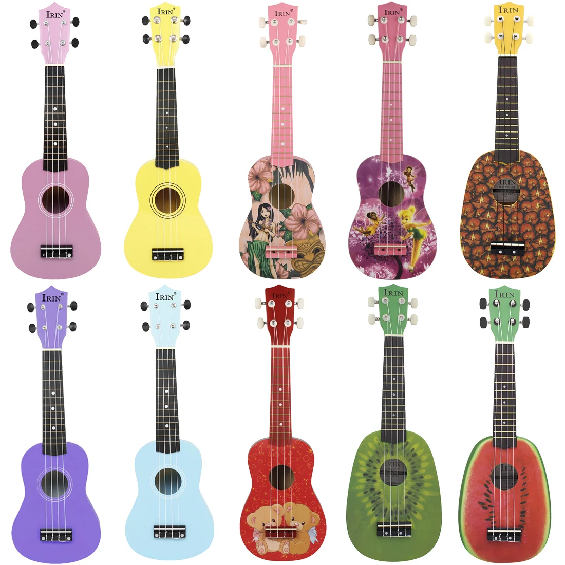 Musical Instrument Hawaiian - 初心者のためのirin-hawaiianフルーツウクレレ、ミニギター、弦楽器、子供のギフト、21インチ