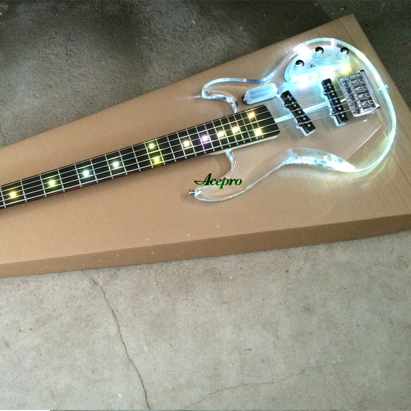5弦アクリル製エレキベースギター、メイプルネック、ローズウッ - Bass Guitar Fretless のレビューと価格