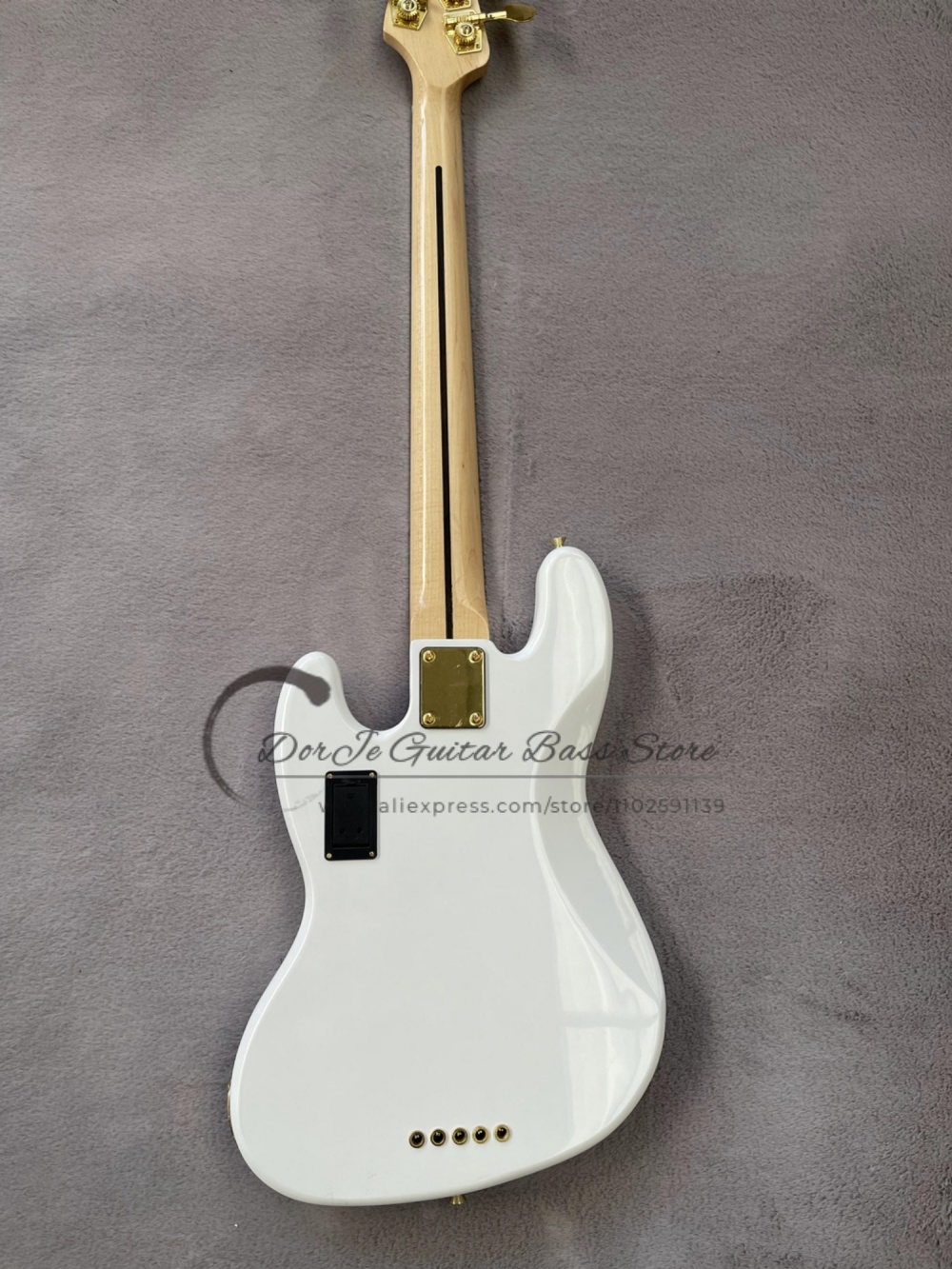 5弦ホワイトベース、ゴールデン固定ブリッジ、ソリッドウッドボ - Bass Guitar Fretless のレビューと価格