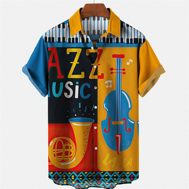 男性用3Dプリント楽器,ハワイアントップ,ラペルボタン,特大 - Musical Instrument Hawaiian のレビューと価格