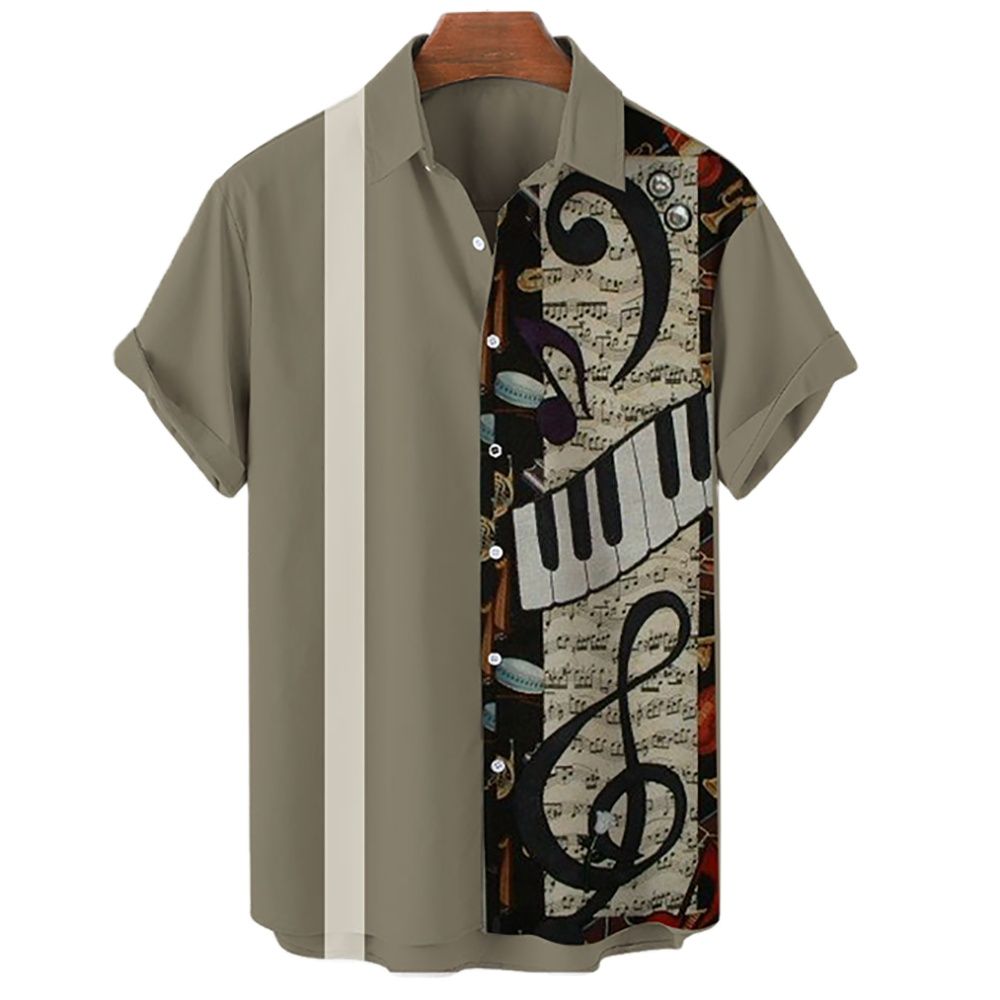 メンズハワイアンシャツ男性用カジュアル楽器 3D プリントシ - Musical Instrument Hawaiian のレビューと価格